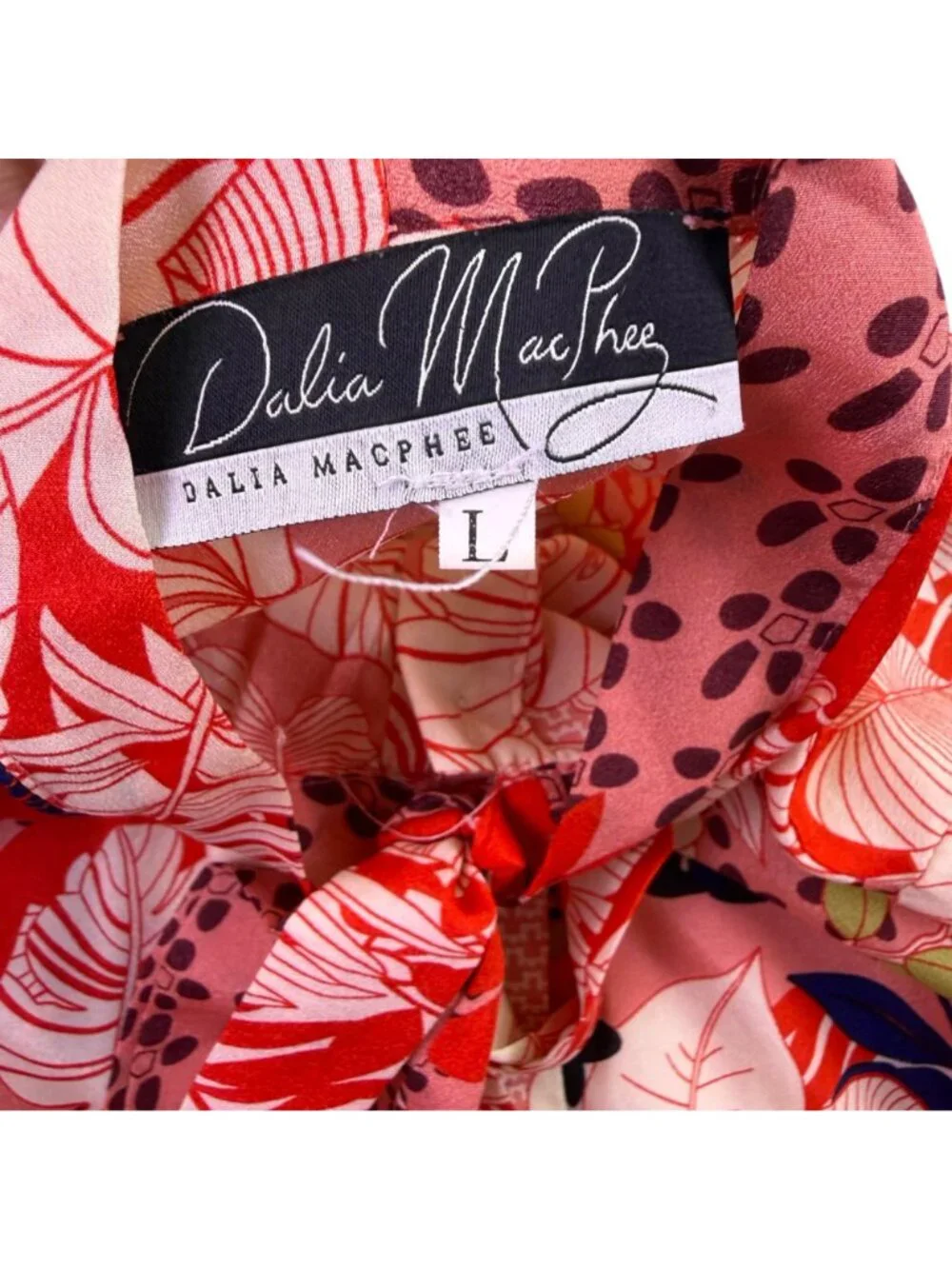 Dalia MacPhee Womens Red Multicolor Floral Print Long-Sleeve Maxi Dress Size L